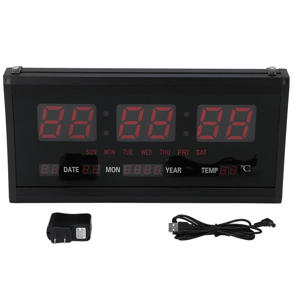 Fashion Wall Mount Digital Clock LED Electric Modern Day Date Calendar Living Room Bedroom Office