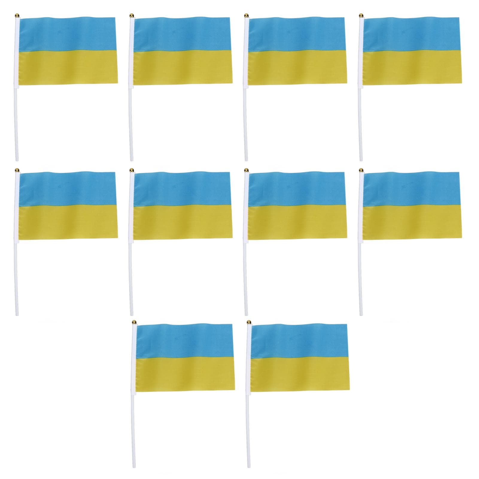 10 Set Ukraine Handheld Flags Mini Polyester Ukrainian Hand Waving Flag for Sporting Events Festive