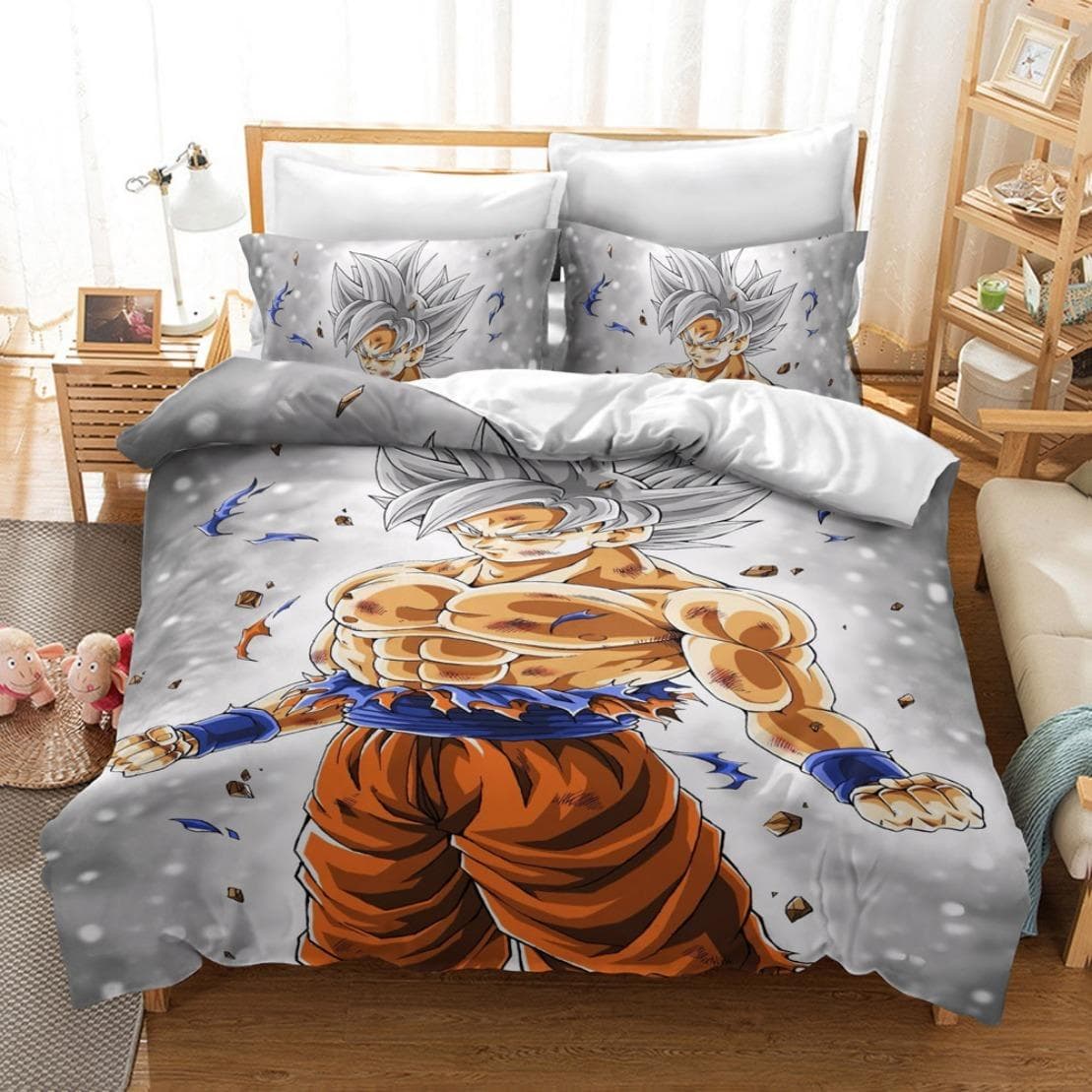 Anime 3D Dragon-Ball Duvet Cover,Anime Dragon-Ball Bedding Set,Duvet Comforter Quilt Cover Set Super Saiyan Bedding Set 200x200cm 3pcs