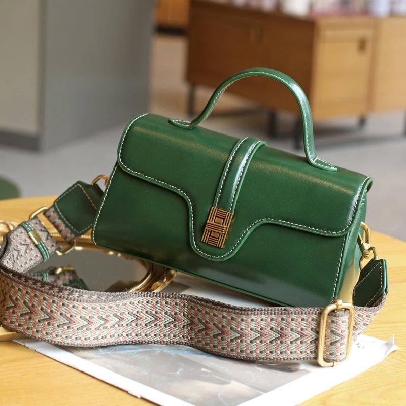 Leather Bag, Women's Bag, Light Luxury Retro Cambridge Hand-held Crossbody Small Bag