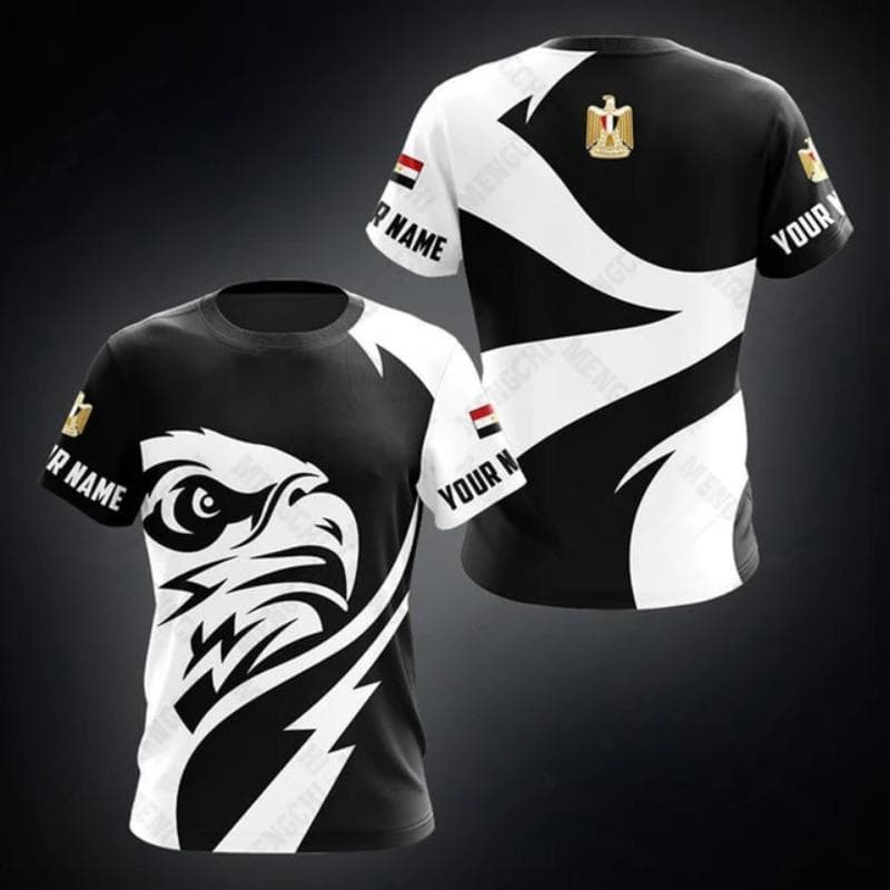 Egypt Flag & Coat of Arms Graphic Tee Summer Casual Pullover Men's Fashion O-neck T-shirts Boys Oversized Short Sleeve Tops S