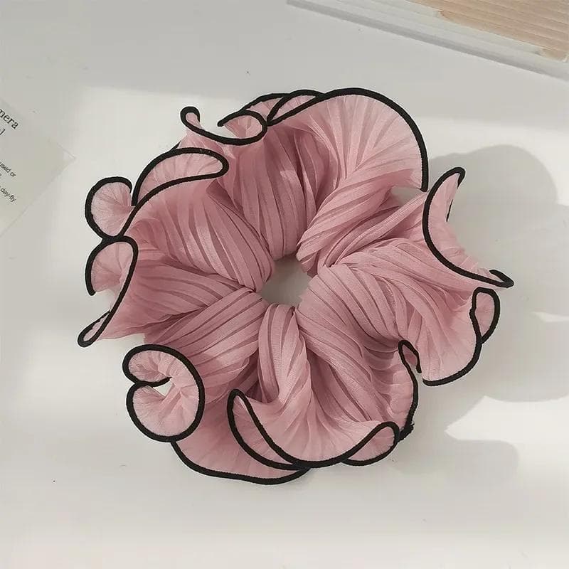 2024 Sweet Temperament Fashion Exaggerated Hair Band Hair Accessories Retro Wrinkle Chiffon Scrunchies for Women Girls Hair Pin pink