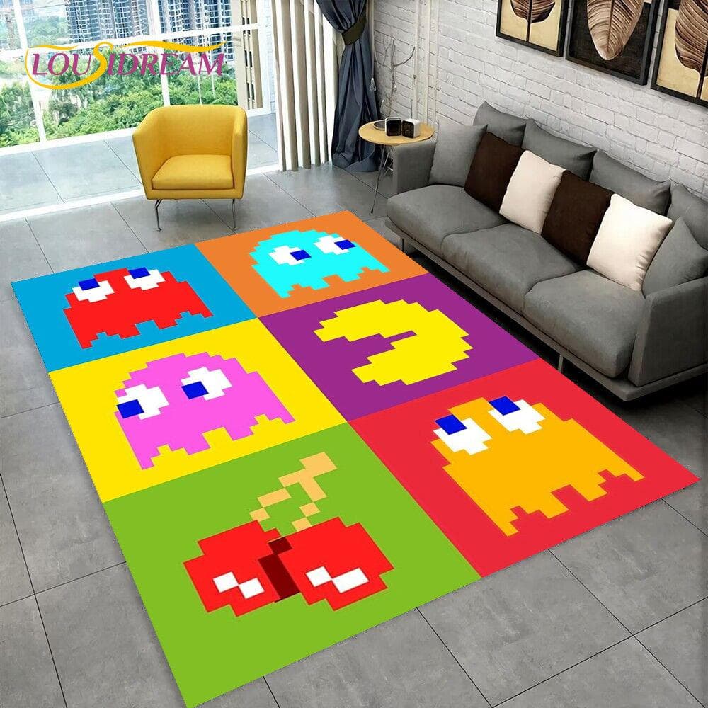 Pacman Retro Classics Game Gamer Area Rug,Carpet Rug for Home Living Room Children Bedroom Sofa Doormat Decor,Non-slip Floor Mat 60cm x 90cm