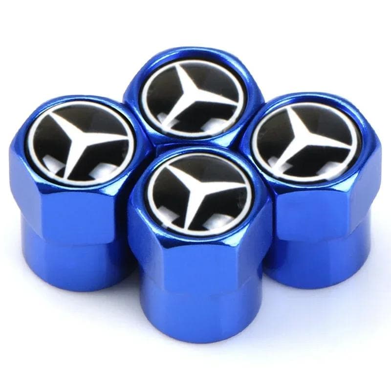 New For Mercedes Benz 4Pcs Car Wheel Tire Air Valve Caps Stem Cover with Color Brand Logo for Mercedes benz A B R G Class GLK GL