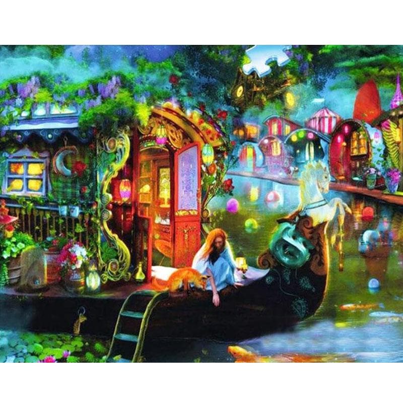 Diamond Painting Cartoon Boat Embroidery Store Cross Stitch Diamond Mosaic Fairy World Kids Room 20X30CM