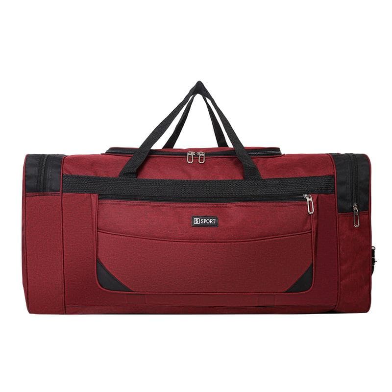 Mens Foldable Large-capacity Portable Travel Bag Sports Gym Holdall Bag Travel Work Cabin Barrel Bag Storage Duffel Bag M red
