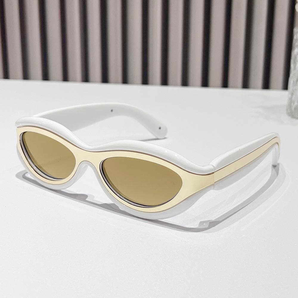 Y2K Vintage Luxury Designer Double Color Cat Eye Sunglasses Women Men Punk Trendy Small Frame Sun Glasses