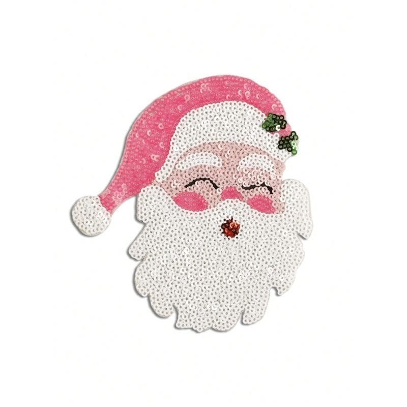 Sequin Santa Claus Embroidered Patch, Fashion Versatile Polyester Iron-On/Sew-On Applique for DIY Clothing, Bags, Shoes, Curtains, Home Decor Santa Claus multicolour