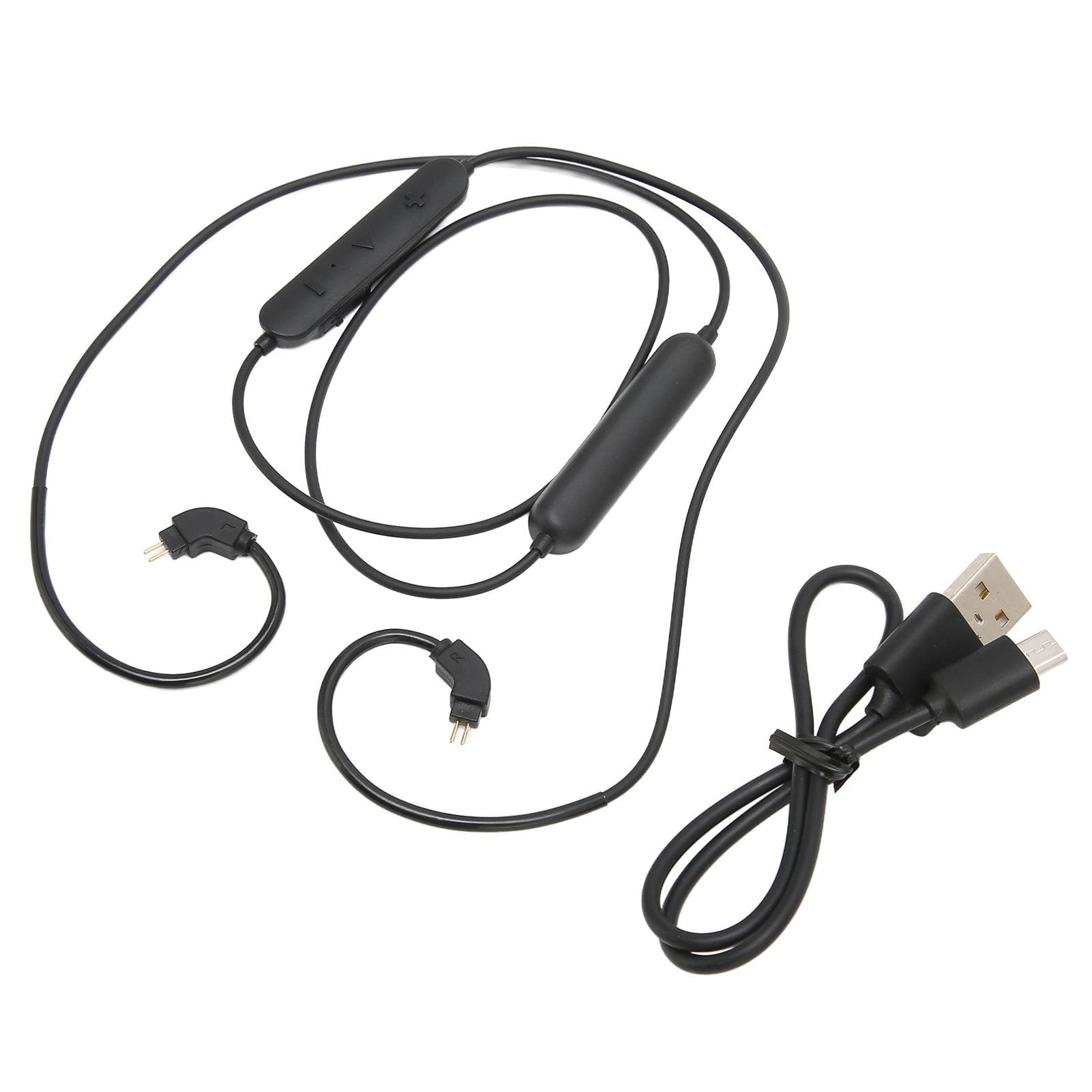 BT Earphone Cable 2 Pin Rechargeable Replace Upgrade Earbuds Wireless Cable with Mic Volume Control