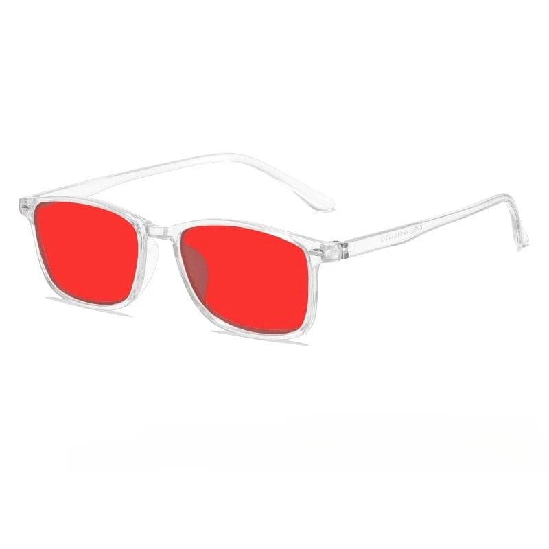 Stylish Minimalist Square Glasses Unisex Lightweight Anti Blue Light Orange Red Lenses Eye Protection