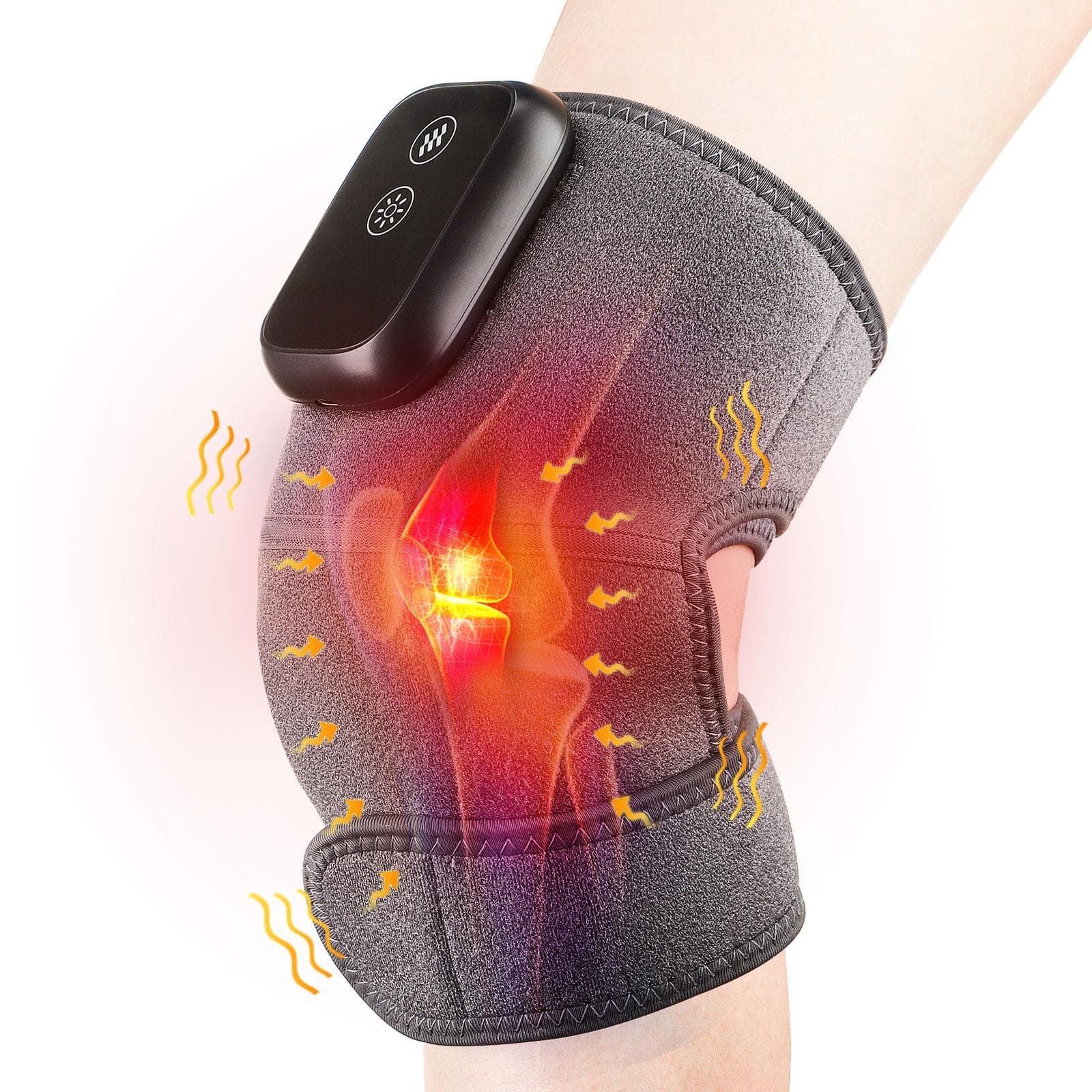 Wireless Heated Knee Massager for Joint Pain Relief Arthritis Cramps Meniscus Pain Electric grey