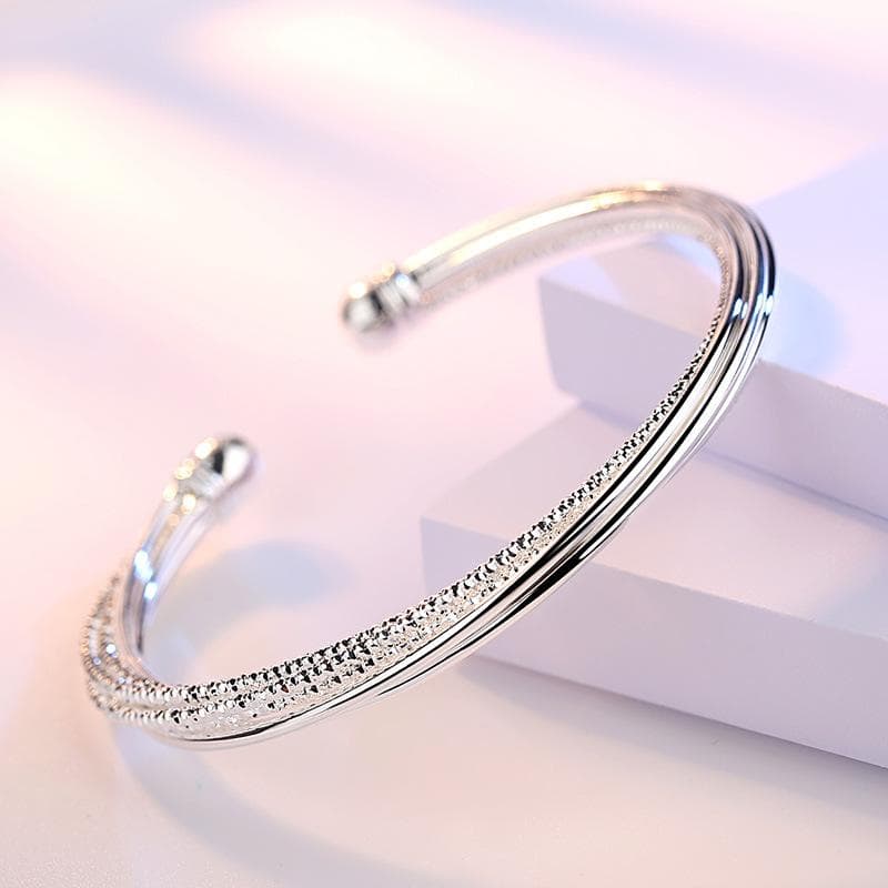 Fashion 925 Sterling Silver Woman Charm Cuff Bracelet Linellae Adjustable Bangle Girls Party Jewelry Gifts Christmas