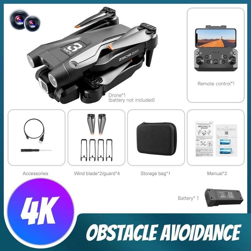 Z908 Mini Drone 3 Axis Gimbal WIFI FPV Professional ESC HD Camera Drones Brushless RC Toy Quadcopter for Travel Gifts BLACK 1B black