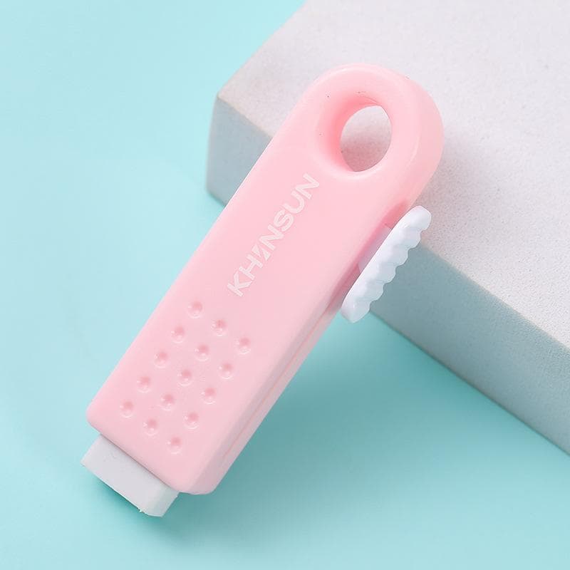 Push Propelling Eraser Creative Pencil Rubber Eraser For Kids Drawing Writing Wiping Stationery School Supplies pink