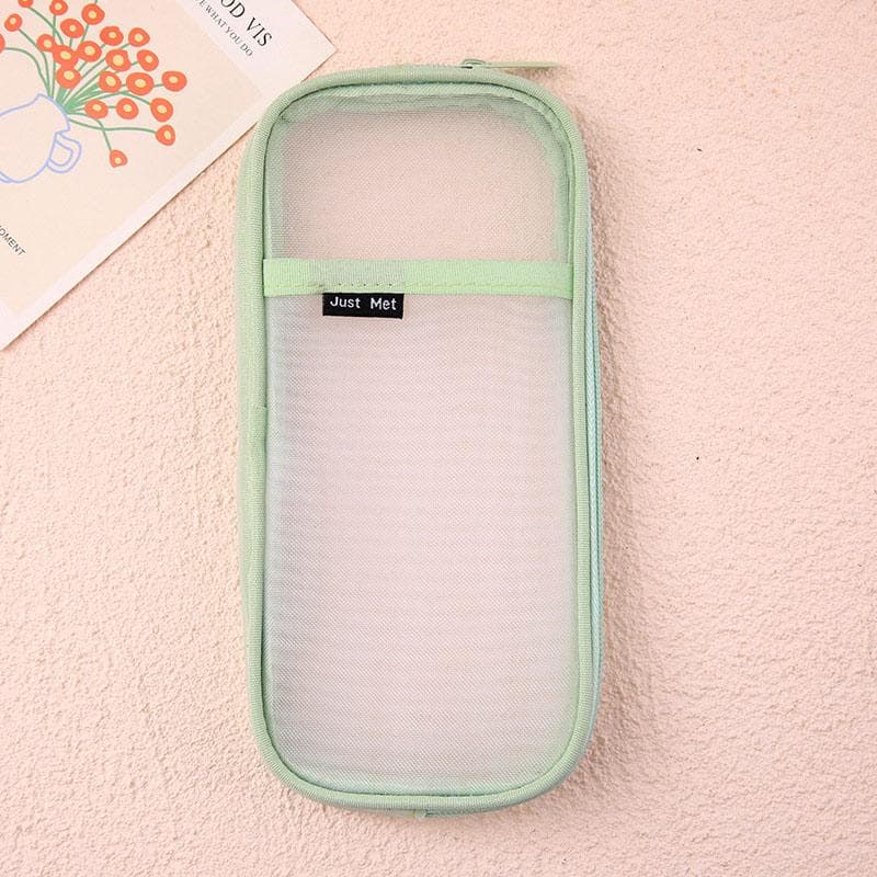 Transparent Pencil Case Waterproof Mesh Large Capacity Pouch Pen Bag Stationery Organizer Bag School Supplies green