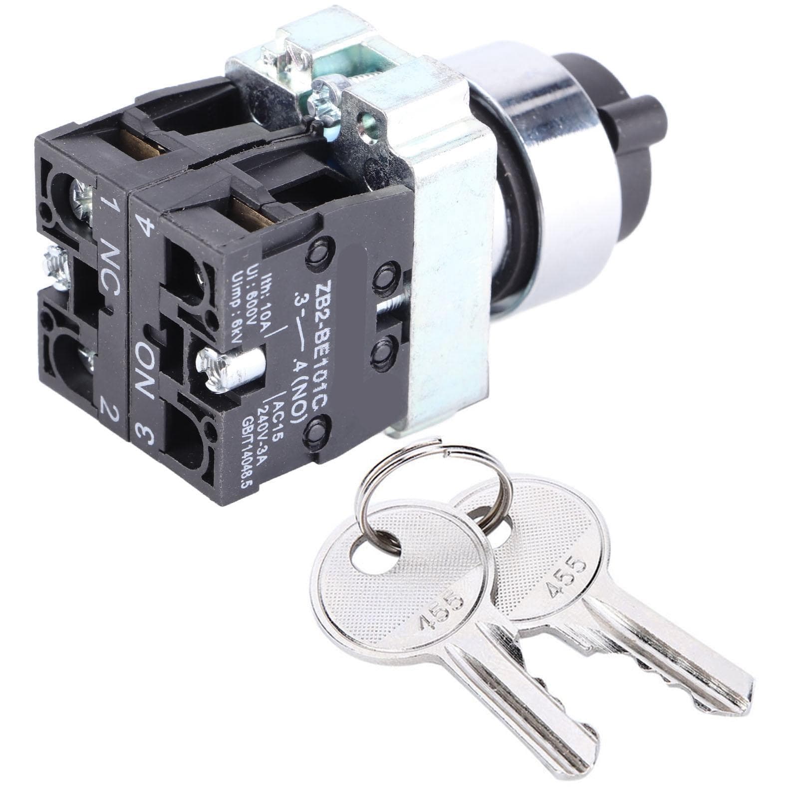 2 Position Key Switch Self?Reset Power Lock Conversion Rotation Locking + Key ZB2?BE101 ZB2?BE102C