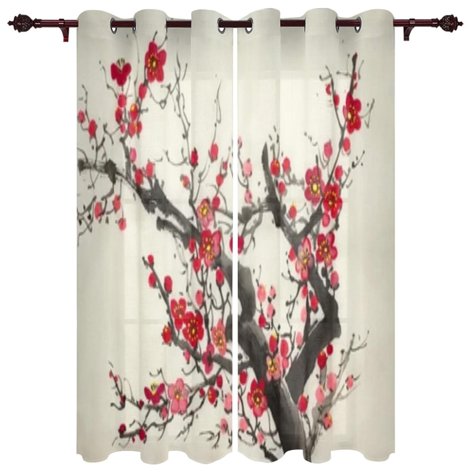 Branches Of Sakura Japanese Style Window Curtain For Kids Room Home Blinds Curtains For Living Room Bedroom Window Drapes 135W x 60H(cm) x1