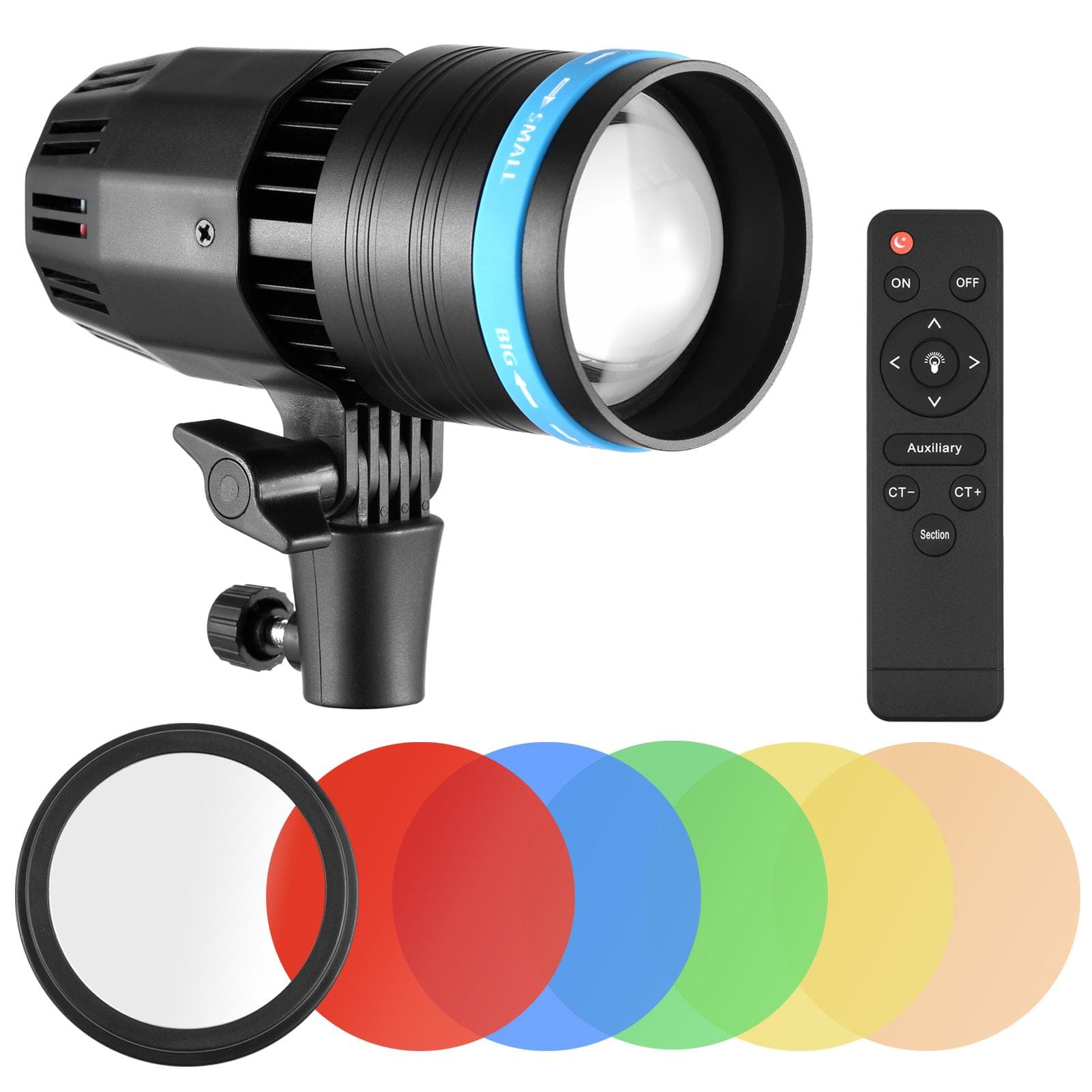 50W Compact Focusing Video Light COB Spotlight Photography Continuous Light 5500K Dimmable CRI90+ US Plug