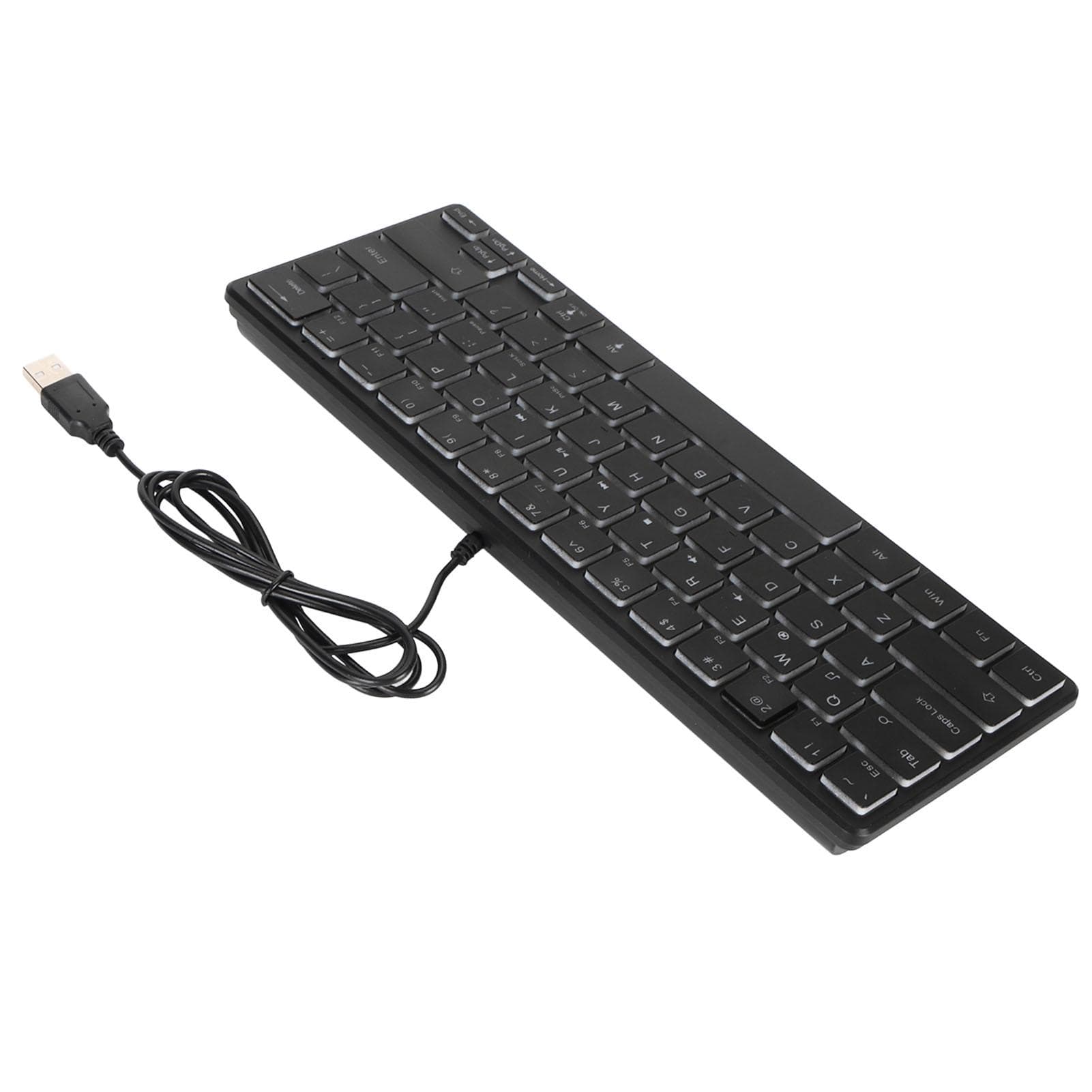64 Keys RGB Backlit Keyboard USB Wired Gaming Keyboard Portable Mute Compact Small Keyboard for PC