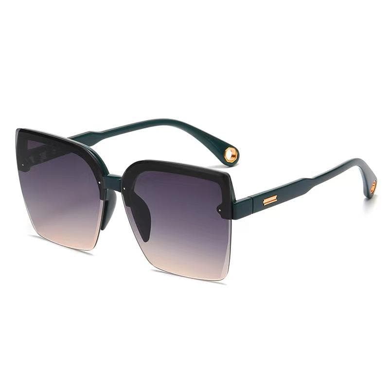 Oversized Sunglasses Woman Fashion Rimless Vintage Square Sun Glasses Eyewear UV400 Female Shades green