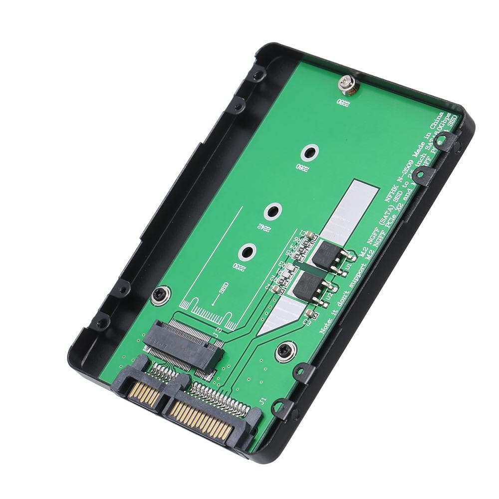 Black Metal SSD Enclosure M.2 NGFF SSD to 22Pin 2.5 i i 2280 SATA Adapter Card 7mm Height