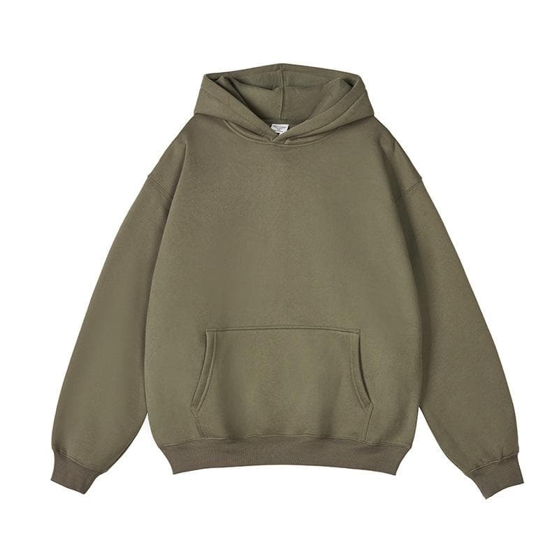 350G Velvet Hooded Sweatshirt for Men's Solid Color Loose Thickened Jacket M