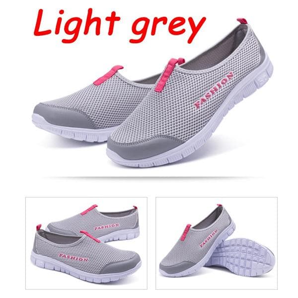 Summer Fashion Couple Mesh Running Shoes Flat Bottomed Women's Sports Shoes Men's Lazy Shoes Walking Shoes 37 grey
