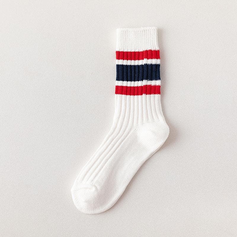 New Fashion Color Block Striped Mid-calf Sports Socks Men Women Breathable Cotton Socks Outdoor Running Basketball Cycling Socks