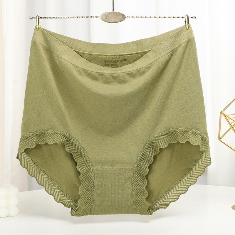 Seamless Panties High waist Women's briefs for weight 100kg large size underpants Solid color boyshorts onesize green
