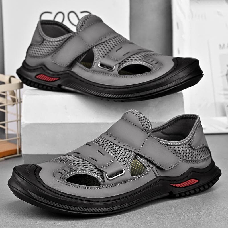 Summer Men Sandals Genuine Leather Mens Casual Shoes Outdoor Men Leather Sandals for Men Beach Shoes Roman mens Shoes 46