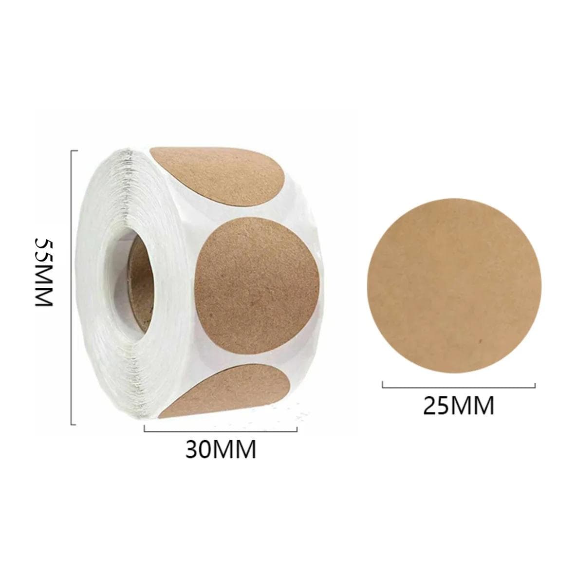 25mm Kraft Round Stickers Self-adhesive Label Paper Sticker Classification Name Personalized Labels Stickers brown