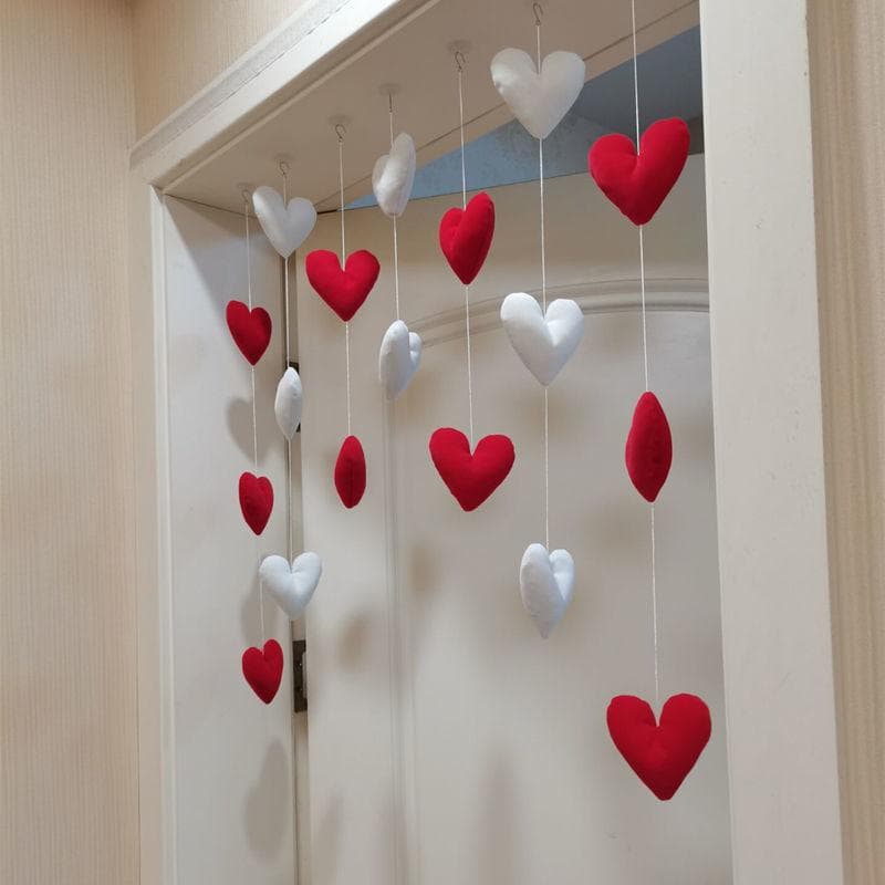 Heart Shaped Curtain Door Hanging Decoration Home Cute String Pendant Girls Room Decor red/white