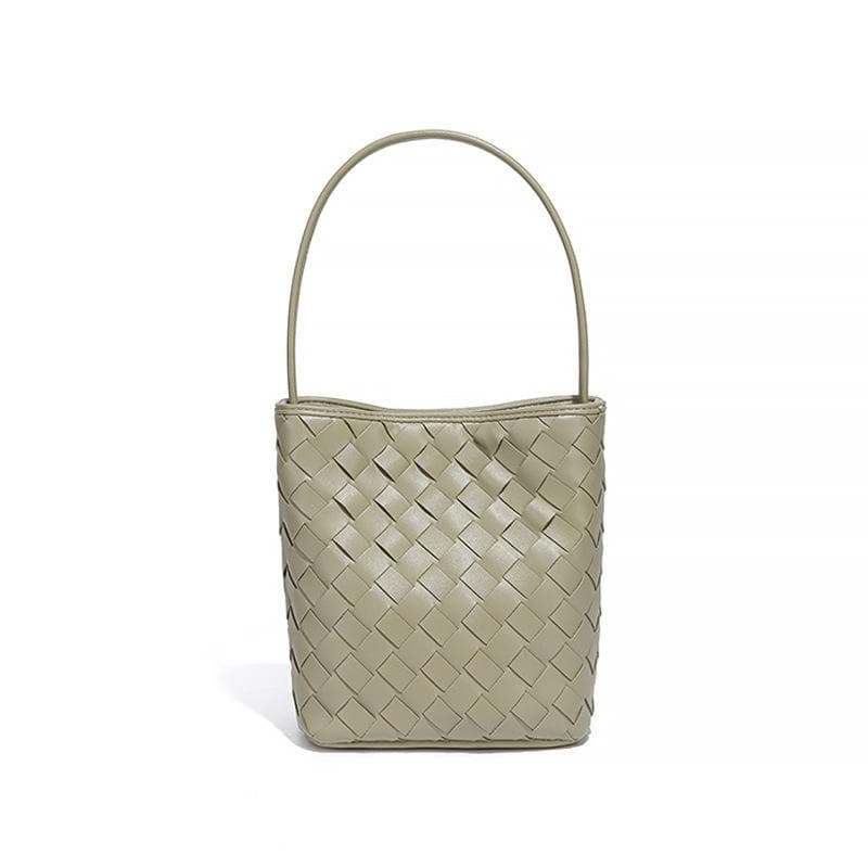 Hand-woven Handbag for Women, Small and Lightweight, Single-shoulder Crossbody Bag, Solid Color Texture, Charming Bucket Bag