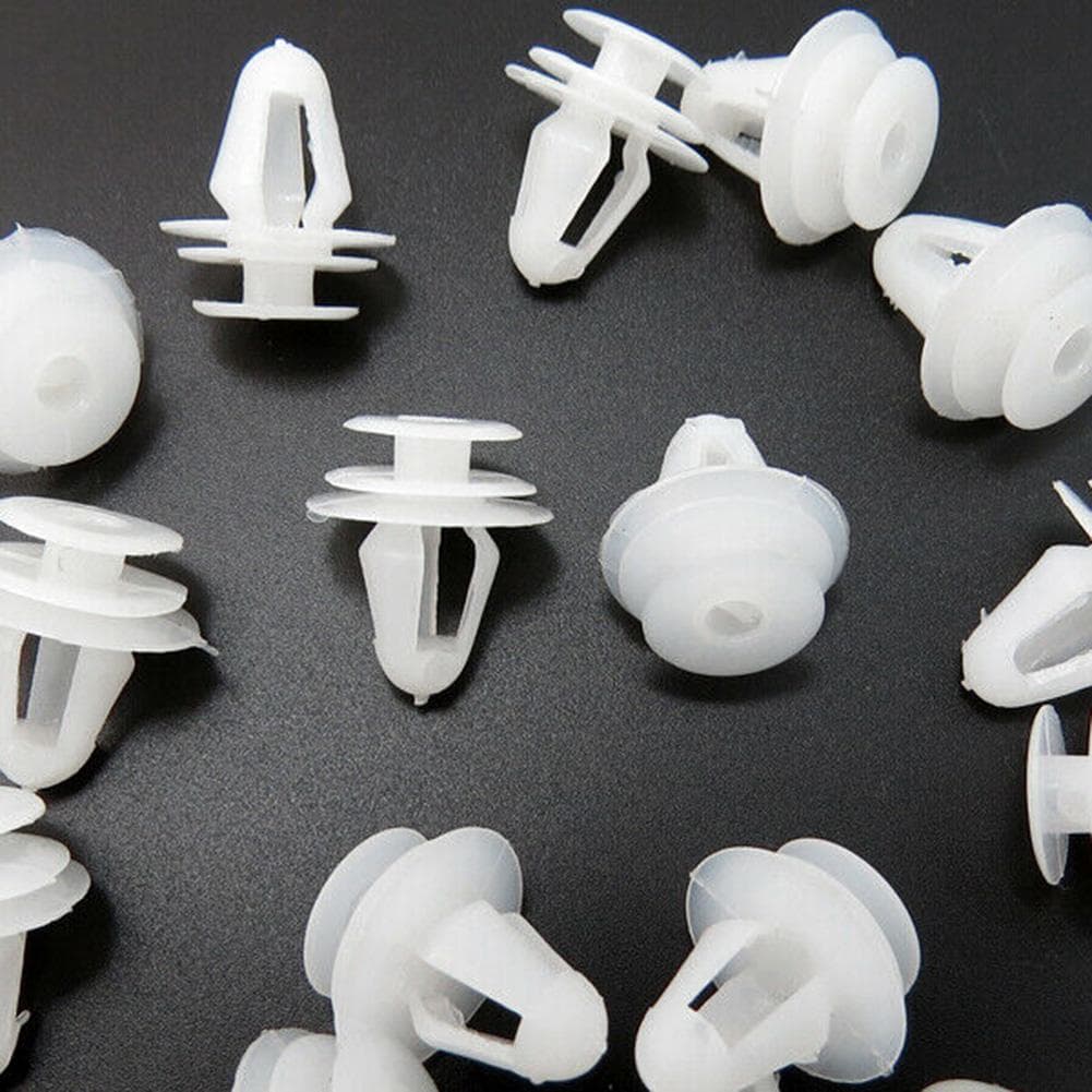 100 Pcs White Plastic Rivet Retainer Push Type Clip 9mm Hole Car Bumper Fender