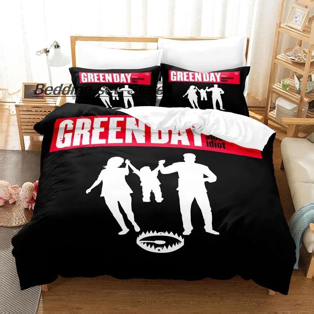 Green Day ' AMERICAN IDIOT Bedding Set Single Twin Full Queen King Size Bed Set Aldult Kid Bedroom Duvetcover Sets Bed Sheet Set 140X200cm-2pcs