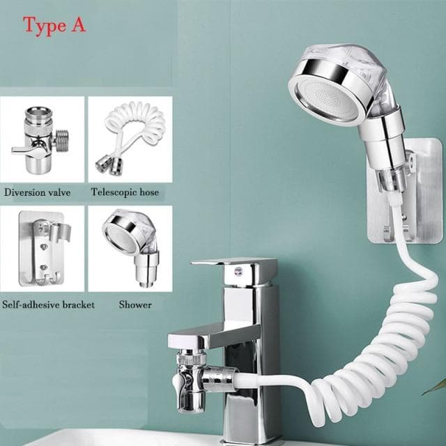 Bathroom Basin Faucet Extender Adjustable Washbasin External Shower Hair Washing Faucet Rinser Extension Water Divider Sprayer