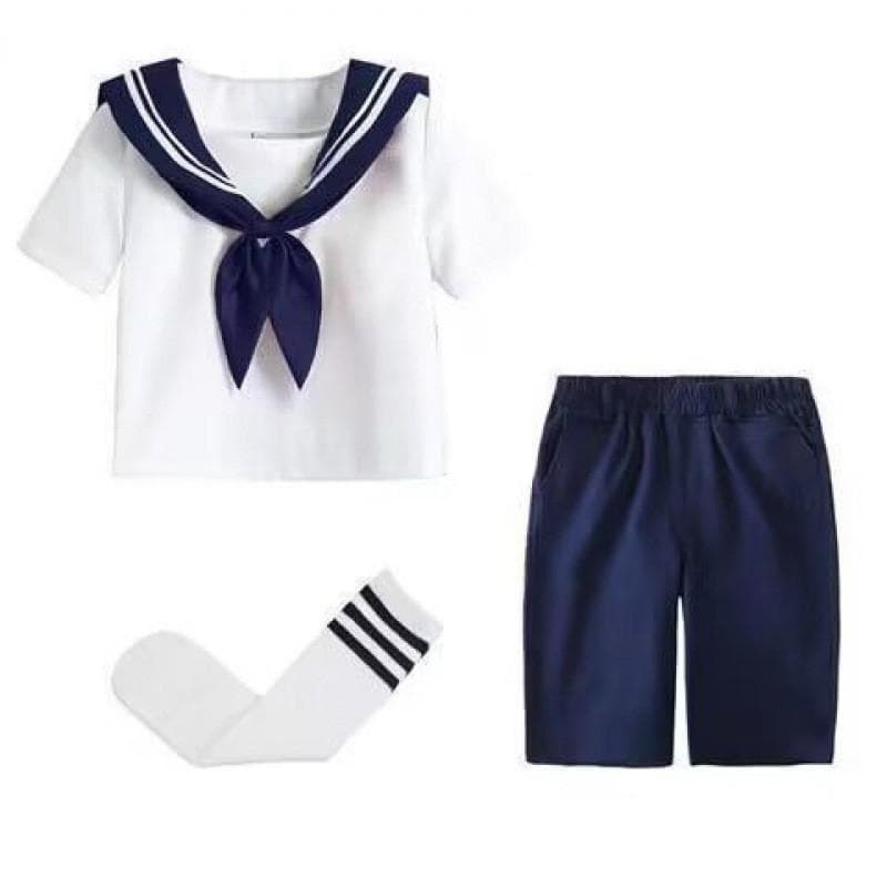 Charming Cotton Blend Sailor Outfit For Kids With Bow Detail And Classy Design StyleJ,120cm