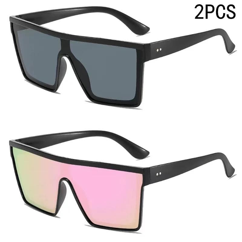 1 2Pcs Oversized Square Sunglasses Stylish Classic for Outdoor Cycling Driving UV Protection