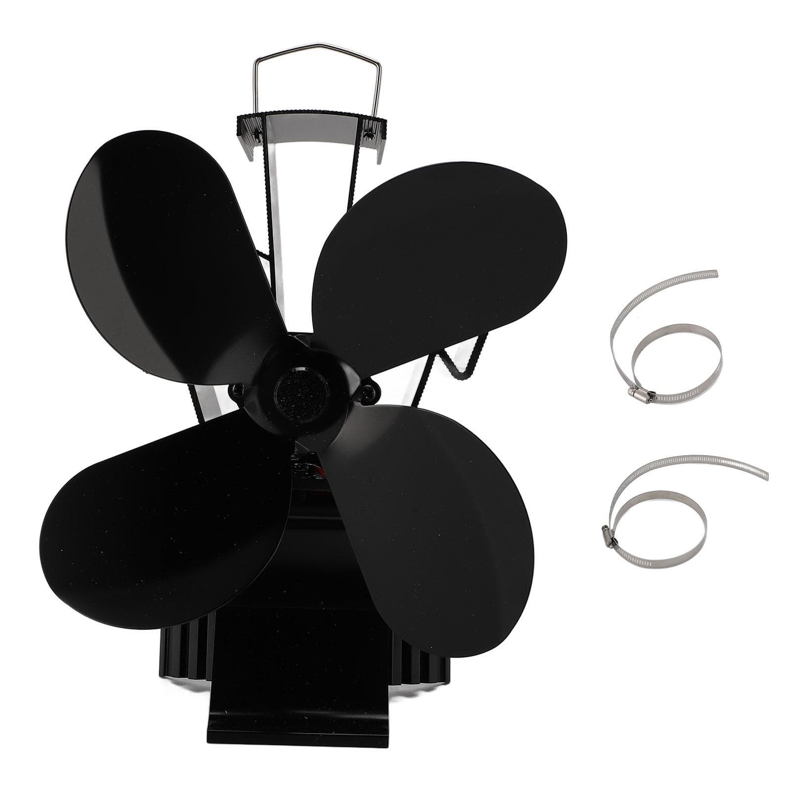 4 Leaf Fireplace Fan with Magnetic Temperature Gauge Heat Powered Air Circulating Fan for Home Wood