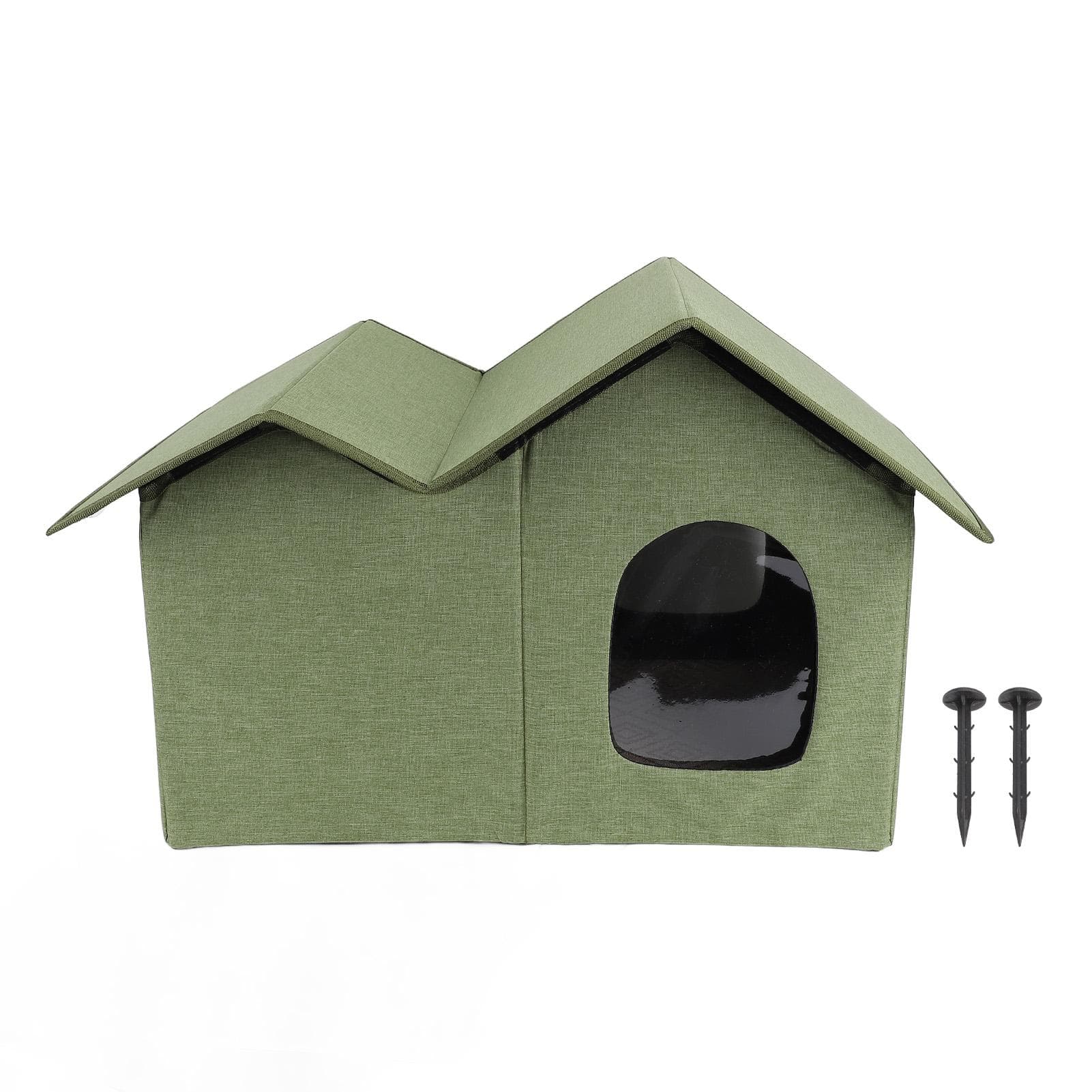 Cat House Large Space Water Resistant Closed Design Comfortable Portable Foldable Cat Hideaway for green