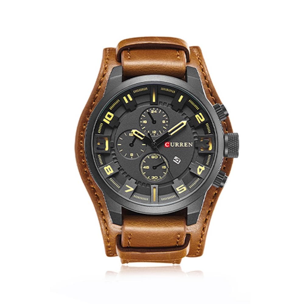 CURREN 8225 Quartz Fashion Watch Man Watch Top Brand Calendar Leather Strap Business Military Dual khaki
