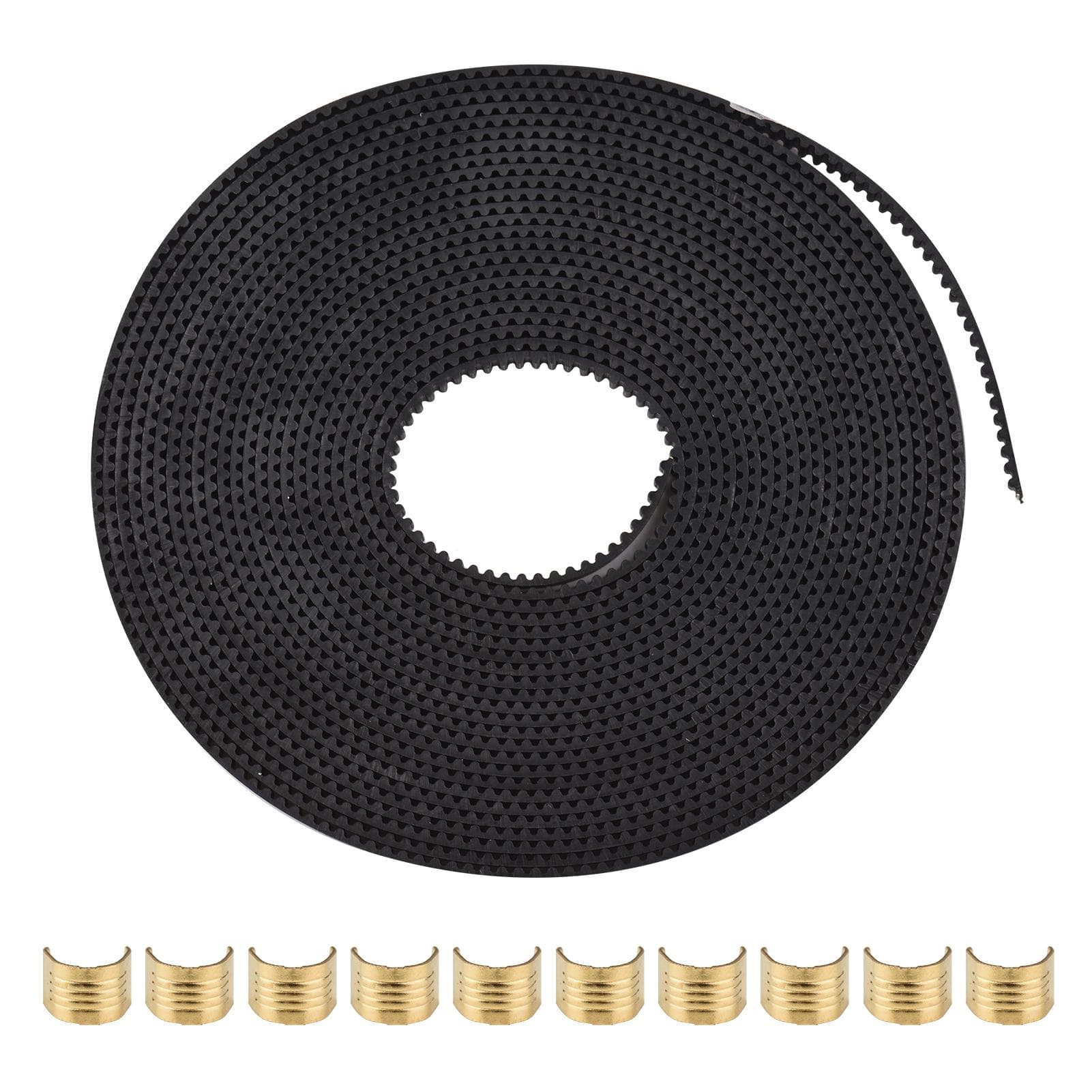 3D Printer Accessary 2GT Timing Belt Width 6mm 5M/16.4ft Length with 10 Brass Copper Buckle for 2gt belt with 10 buckle brown