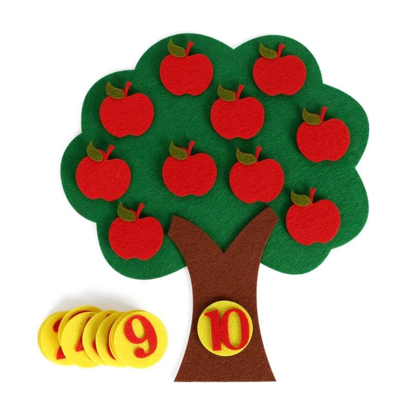 1-10 Montessori Educational Toy Children's Puzzle Handmade DIY Toy Kindergarten Apple Tree Match Digital Teaching green