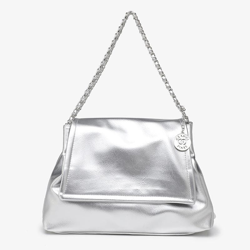 Large-capacity Chain Single-shoulder Bag for Women In Summer, Korean Version, Fashionable Commuting Underarm Bag, Versatile Crossbody Bag for Women silver
