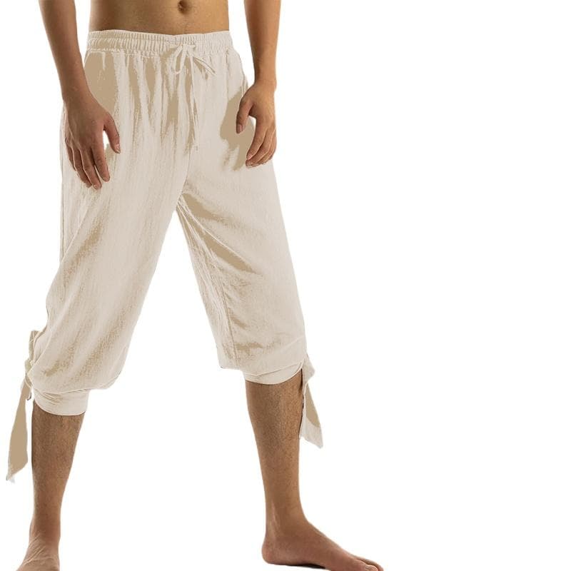 Victorian Men Short Breeches Riding Pants Cropped Pants Steampunk Colonial L white