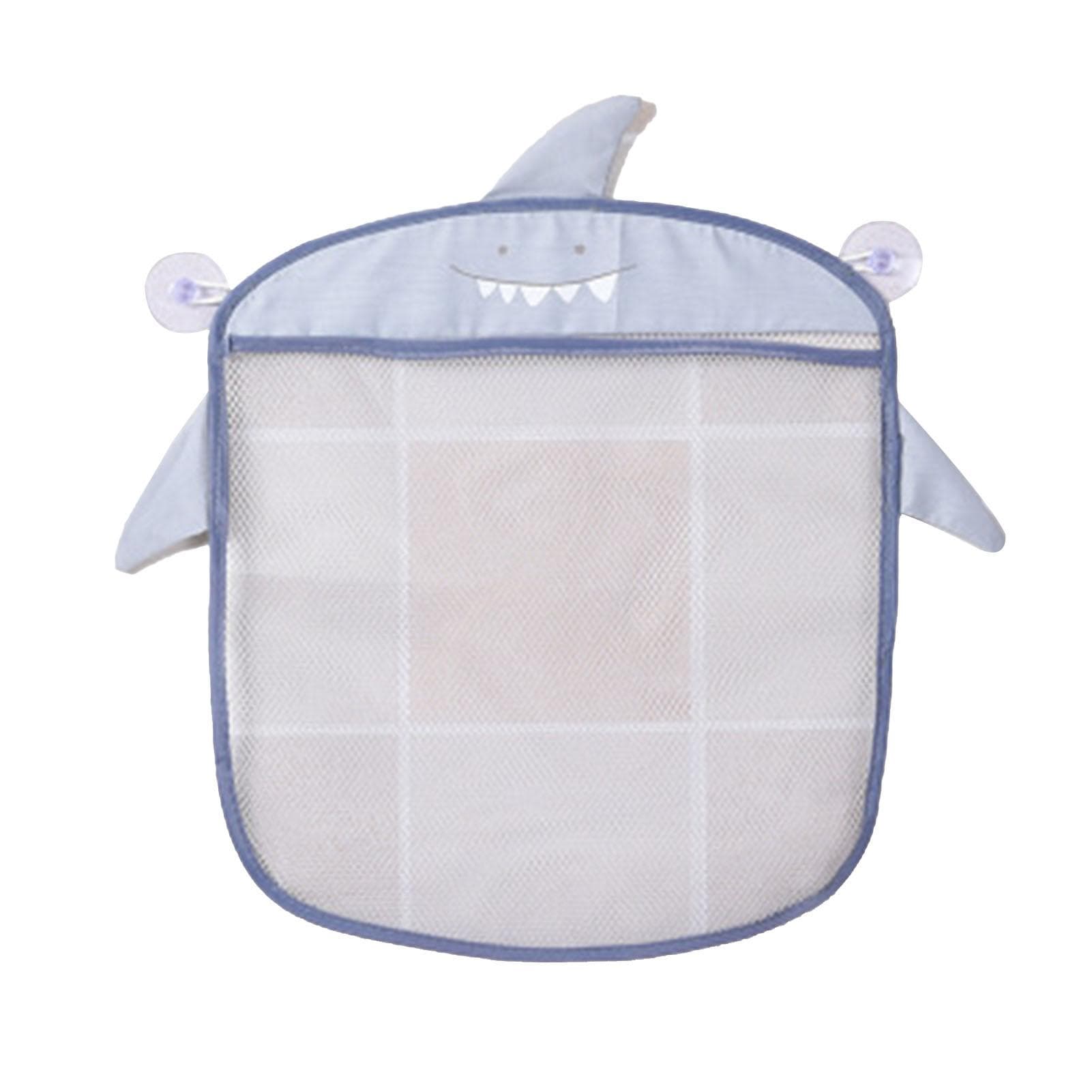 Bathroom Wall Mesh Bag Quick Drainage Cartoon Bath Toy Net Bag with Suction Cup for Toiletries gray