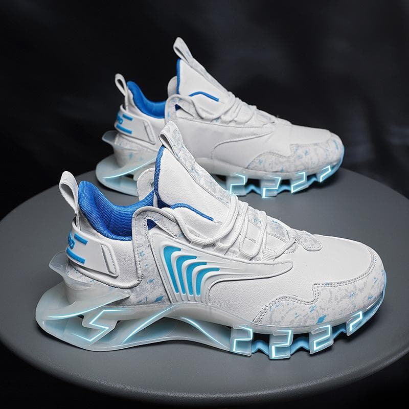 New Large Size Increased Leather Blade Bottom Daddy Shoes Men's Running Shoes Flying Woven Air Cushion Casual Sports Shoes Men 46