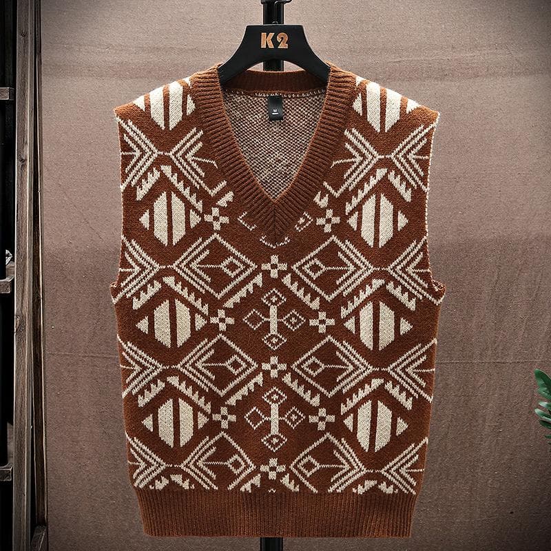 Sweater Tank Top Men's Vest Underlay V-neck Sleeveless Sweater Sweater Couple warm vest 15 different flower shapes in different colors XXL
