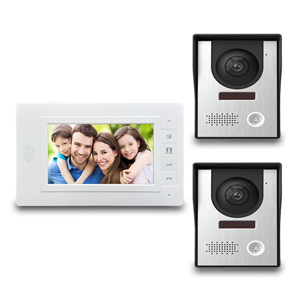 Wired Video Intercom System With a 7-Inch Display Video Doorbell Camera Night Vision Mobile white