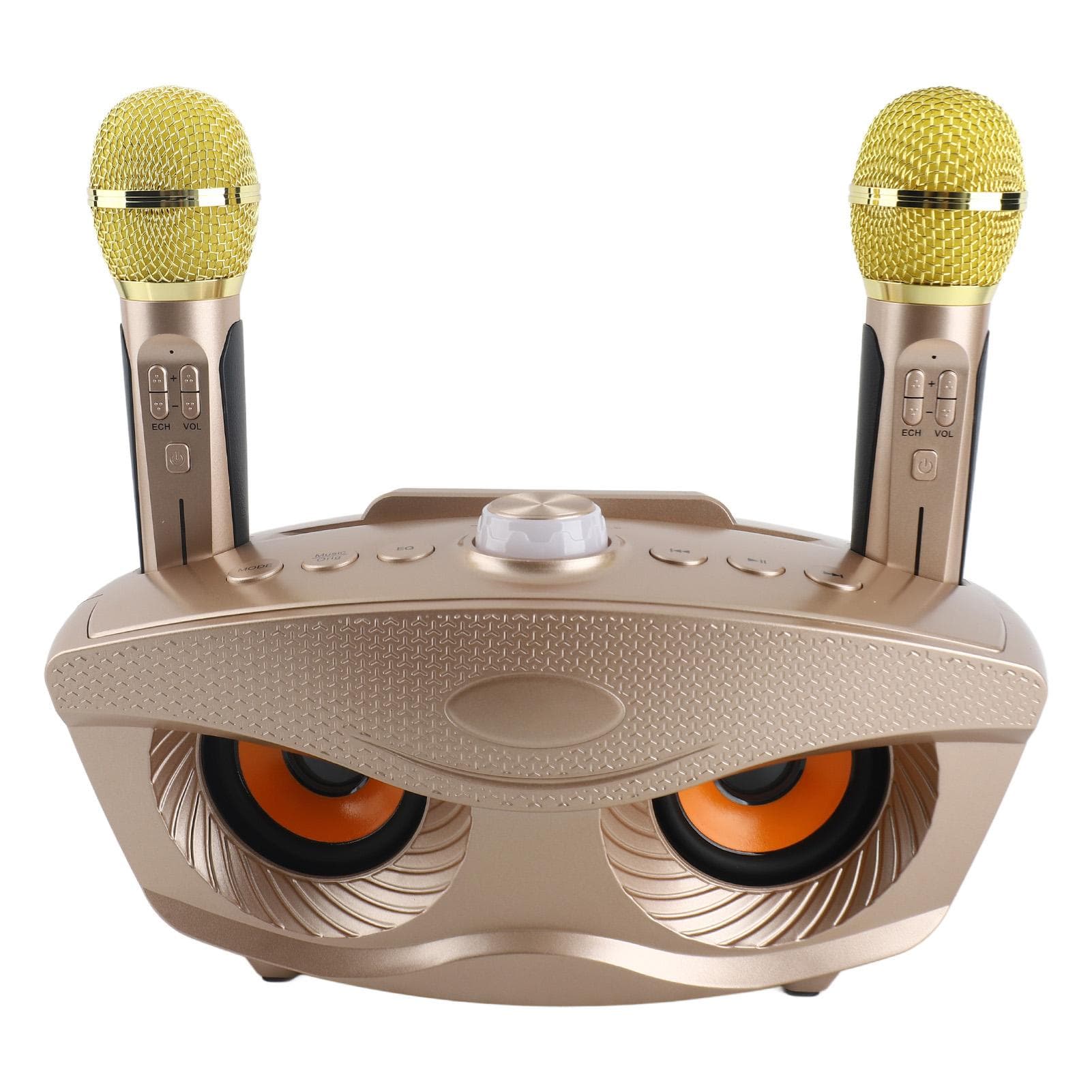 Bluetooth Speaker Home KTV Karaoke Bluetooth Speaker with Two Microphone (Gold) gold